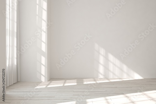 White empty room. Scandinavian interior design. 3D illustration