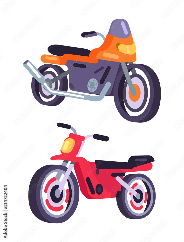 Fototapeta premium Motocykle na białym tle na białym tle, wektor