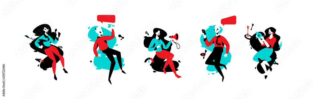 Illustration of specialists in advertising. A set of advertisers and PR specialists. Specialists in advertising on the Internet. Characters for the site and the press. Icons employees. Illustration of specialists in advertising. A set of advertisers and PR specialists. Specialists in advertising on the Internet. Characters for the site and the press. Icons employees.