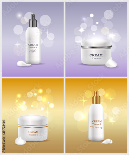 Cream Vitamin A Collection Vector Illustration