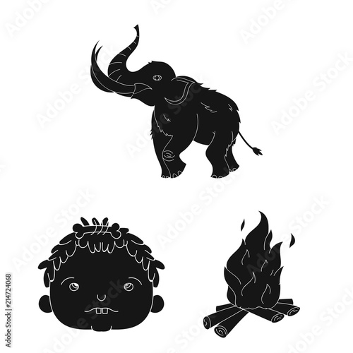 Life in the Stone Age black icons in set collection for design. Ancient people vector symbol stock web illustration.