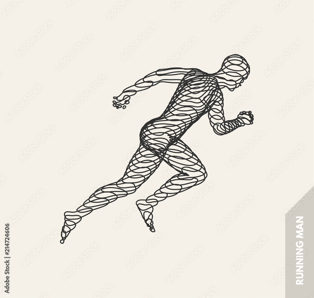 3d running man. Design for sport, business, science and technology. Vector illustration. Human body. 3d running man. Design for sport, business, science and technology. Vector illustration. Human body.