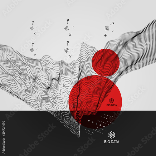 Big data. Wavy background with motion effect. 3d technology style. Vector illustration.