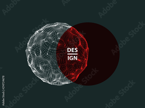 Abstract sphere. Array with dynamic particles. Modern science and technology element. Vector illustration.