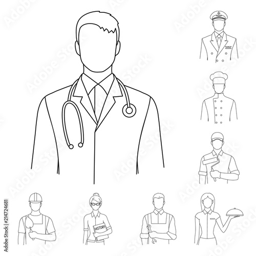 People of different professions outline icons in set collection for design. Worker and specialist vector symbol stock web illustration.