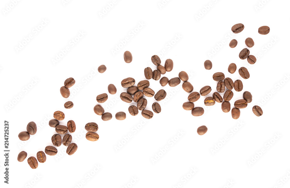 Close up of Coffee beans on white background Close up of Coffee beans on white background