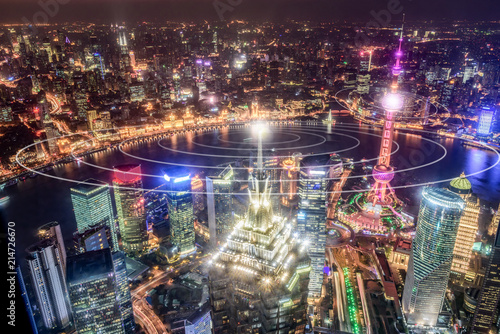 Wallpaper Mural The concept of Intelligent City in Shanghai, China Torontodigital.ca