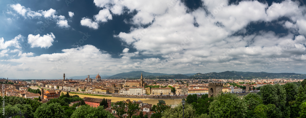 Florence daytime cityscape panorama with dramatic sky