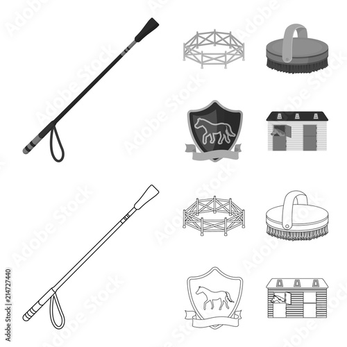 Aviary, whip, emblem, hippodrome .Hippodrome and horse set collection icons in outline,monochrome style vector symbol stock illustration web.