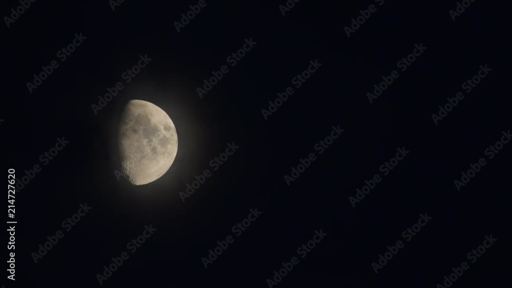First quarter of moon month in the sky. Recorded in 4k First quarter of moon month in the sky. Recorded in 4k