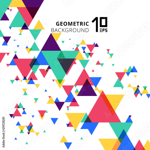 Abstract colorful and creative modern geometric overlapping triangles on white background.