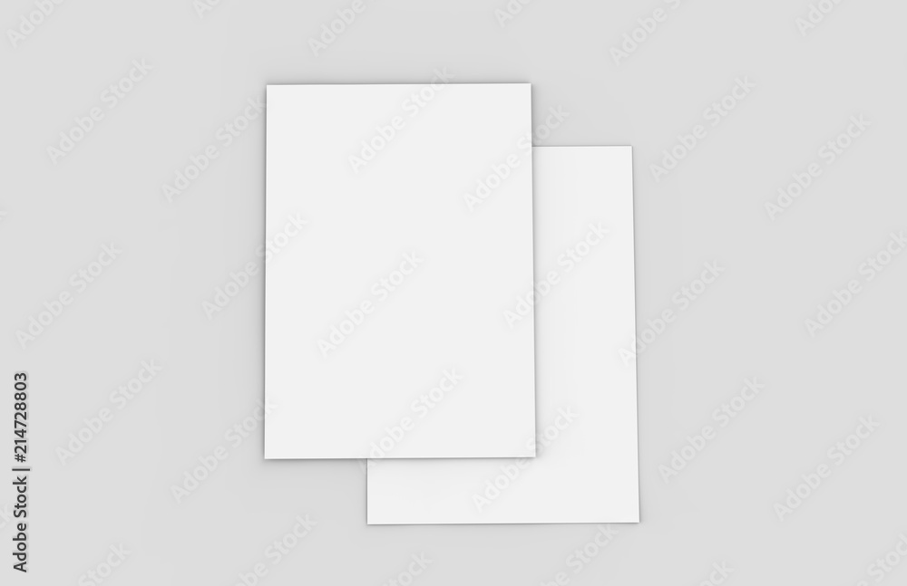 A4 paper on isolated white background, mock up template ready for your design, 3d illustration