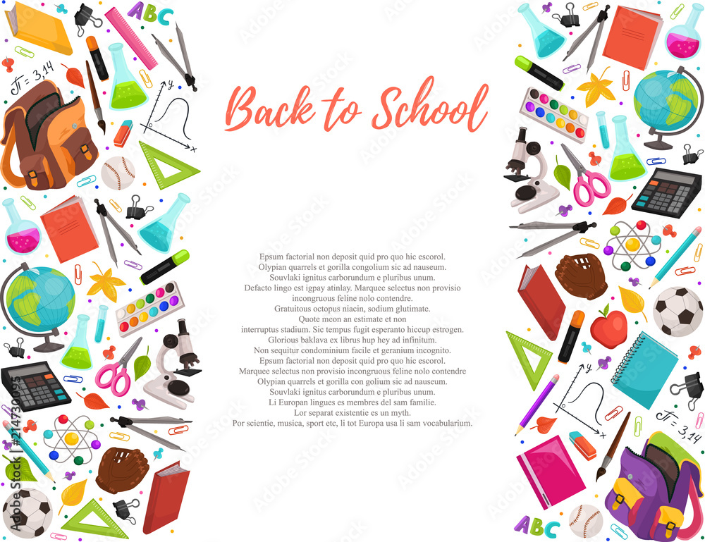 Hand drawn school objects in vertical composition. Vector illustration of school accessories isolated on white background. Back to school. Hand drawn school objects in vertical composition. Vector illustration of school accessories isolated on white background. Back to school.