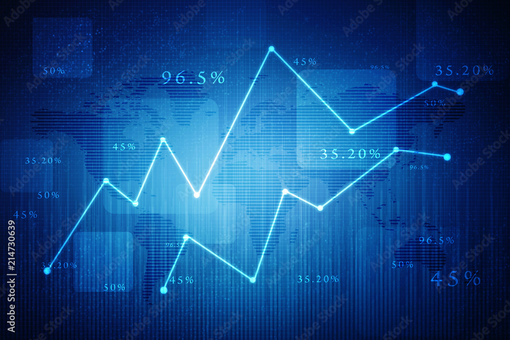 2d rendering Stock market online business concept. business Graph 