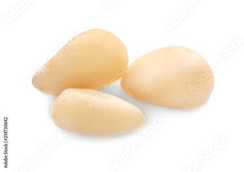 Tasty pine nuts in white background