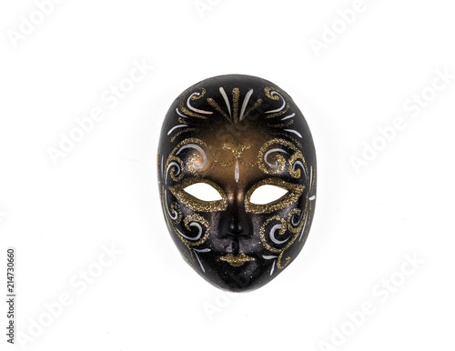black venetian masquerade mask on white background