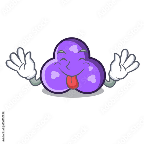 Tongue out trefoil mascot cartoon style