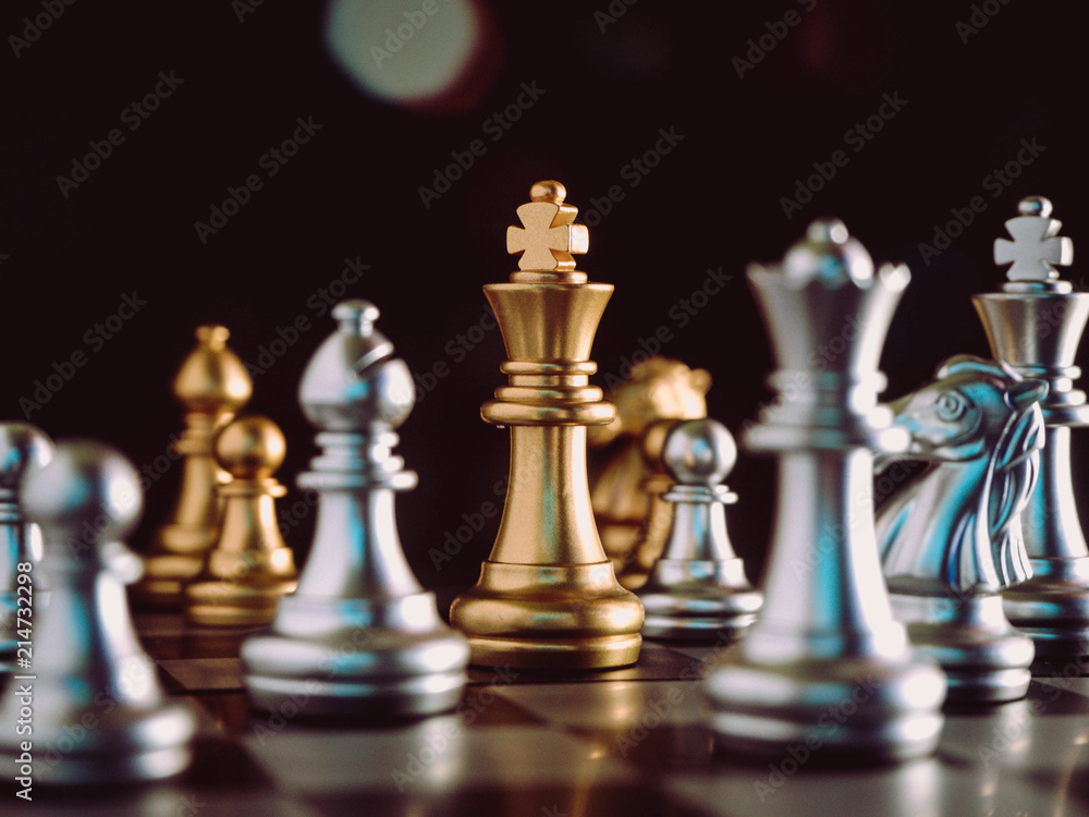 Chess game on board for business concept.