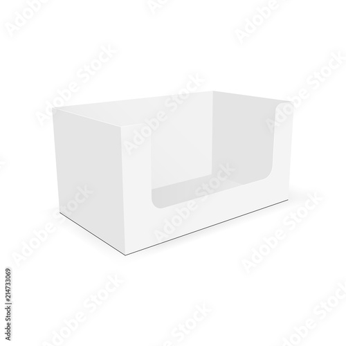 Empty retail shelf box mock up, isolated on white background. Vector illustration