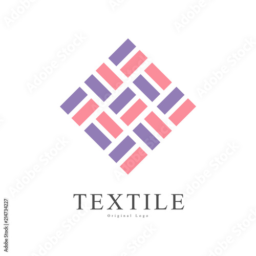 Textile original logo, creative sign for company identity, craft store, advertising, poster, banner, flyer vector Illustration on a white background