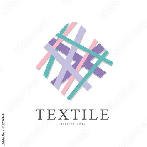 Textile original logo, badge for yarn shop, craft store, company identity, advertising vector Illustration on a white background