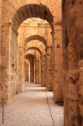 Well-preserved Colosseum of the Roman Empire. El Jem. Tunisia. Africa.