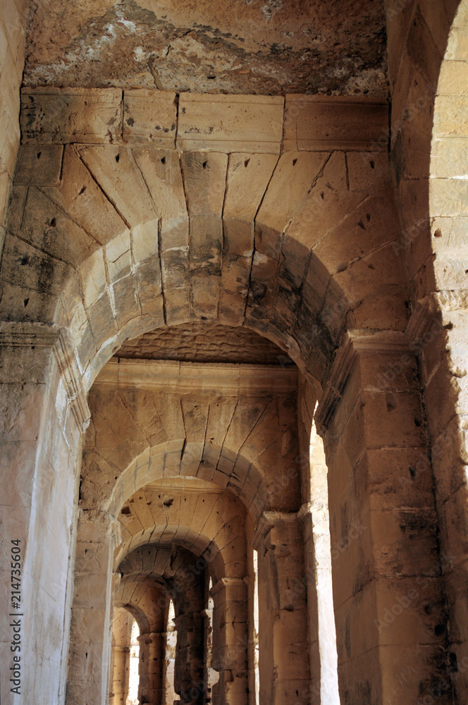 Well-preserved Colosseum of the Roman Empire. El Jem. Tunisia. Africa.