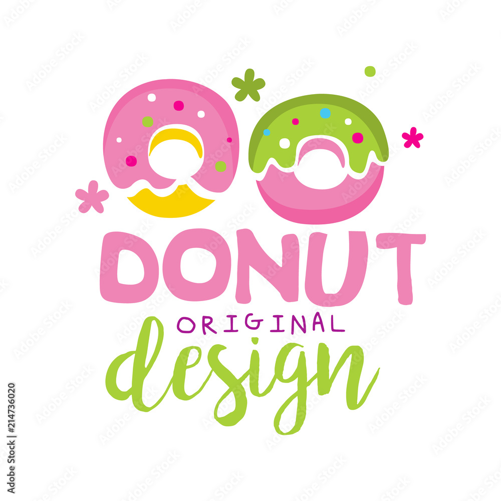 Donut original logo design, emblem for confectionery, restaurant, bar