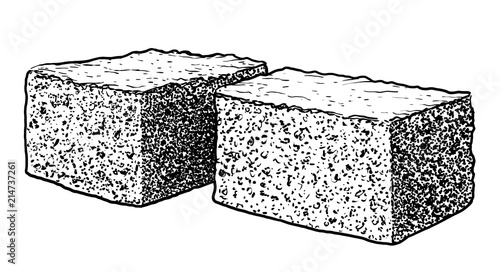 Brownie pieces illustration, drawing, engraving, ink, line art, vector