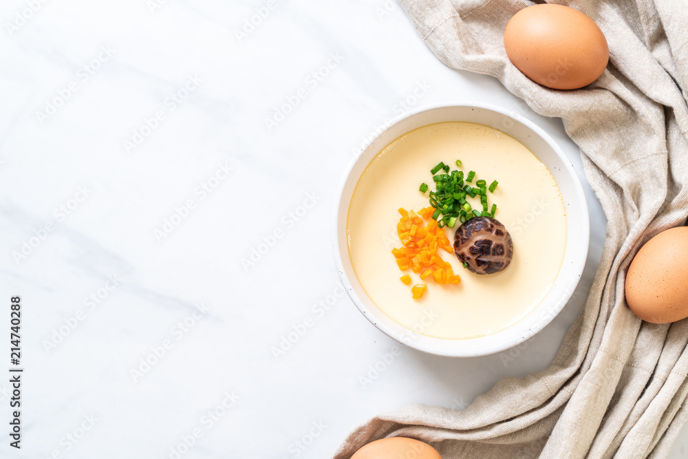 steamed egg with vegetable, mushroom and carrot steamed egg with vegetable, mushroom and carrot