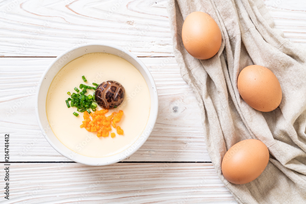 steamed egg with vegetable, mushroom and carrot steamed egg with vegetable, mushroom and carrot