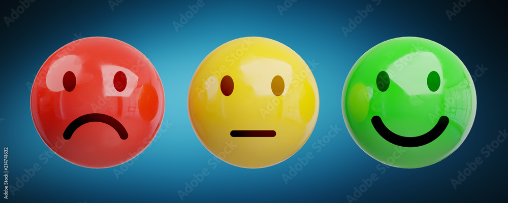 Customer satisfaction rating with smiley 3D rendering Customer satisfaction rating with smiley 3D rendering