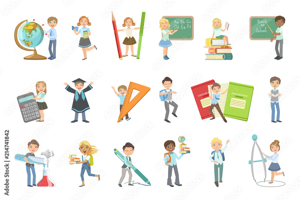 Kids With Giant School Attributes Kids With Giant School Attributes