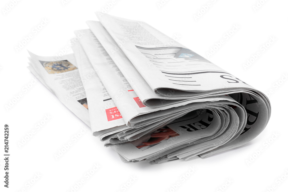 Folded newspapers on white background Folded newspapers on white background