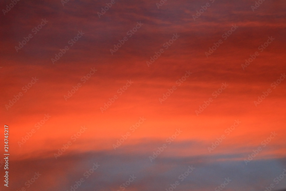 Evening sky and red cloud landscape