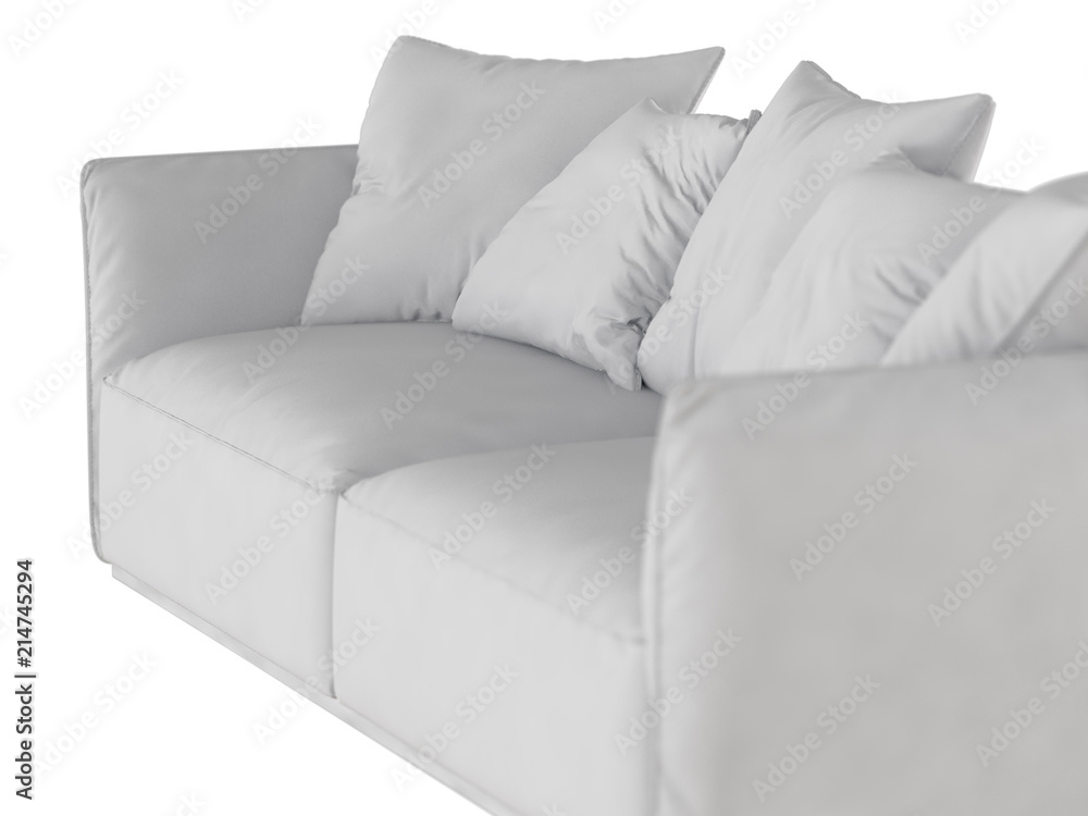Gray soft sofa with cushions