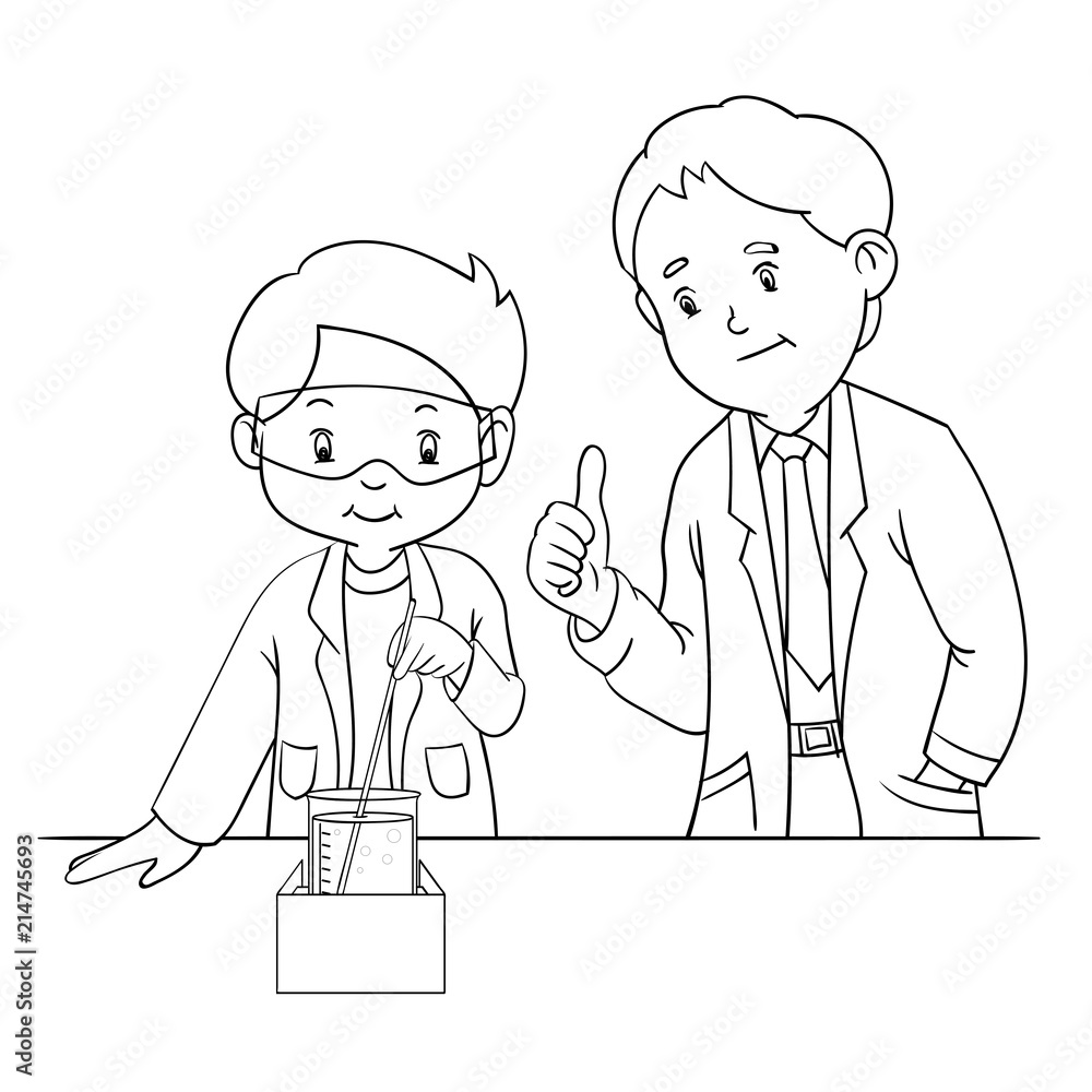 Kids doing science lab experiment with teacher Kids doing science lab experiment with teacher