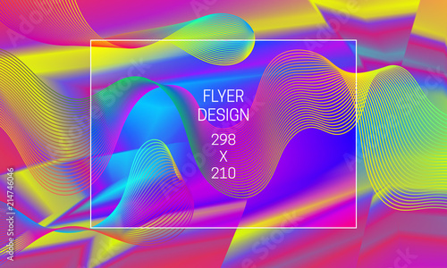 Vector vibrant background with iridescent guilloche elements. Template for flyer backdrop generation.