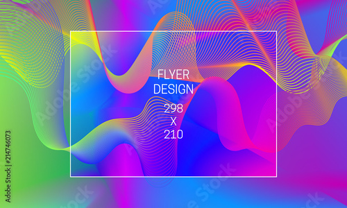 Vector vibrant background with iridescent guilloche elements. Template for flyer backdrop generation.