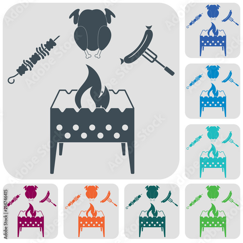 Brazier, kebab, chicken and sausage icon