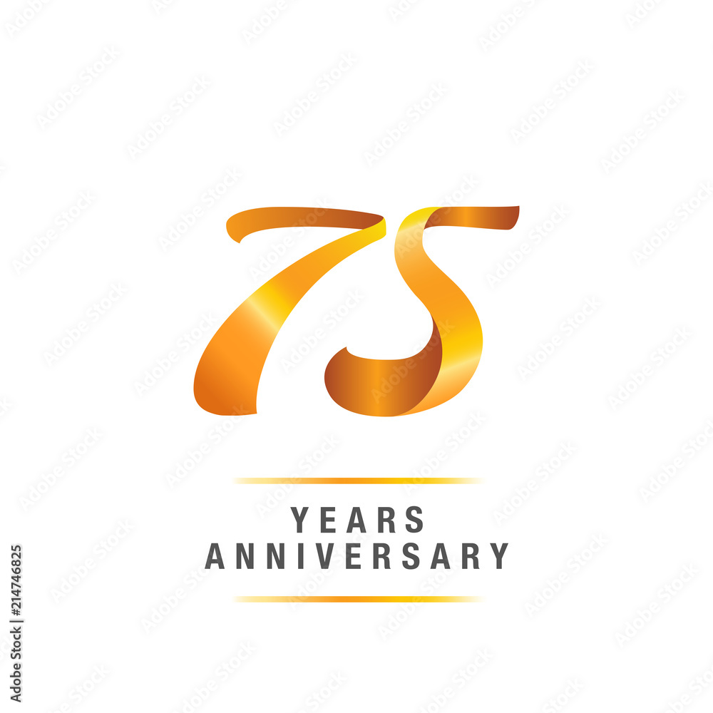 Fototapeta premium 75 years golden anniversary celebration logo , isolated on white background