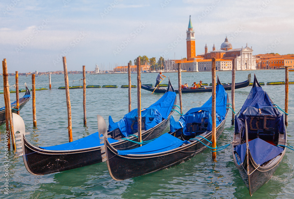 grand canal and gondolas in Venice 