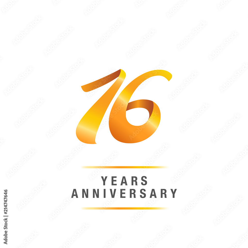 16 years golden anniversary celebration logo , isolated on white background 16 years golden anniversary celebration logo , isolated on white background