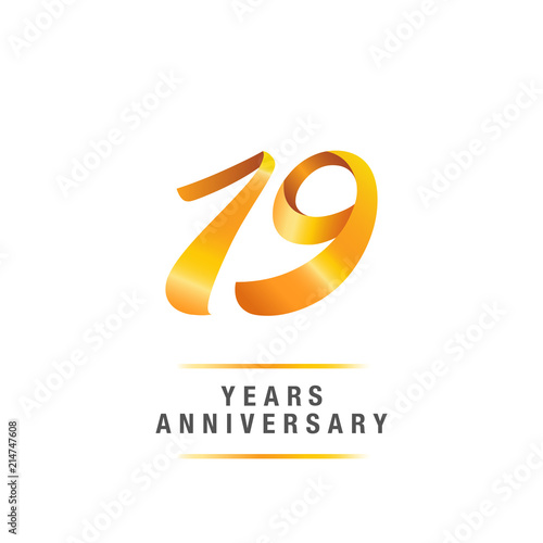19 years golden anniversary celebration logo , isolated on white background