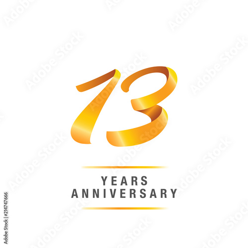 13 years golden anniversary celebration logo , isolated on white background