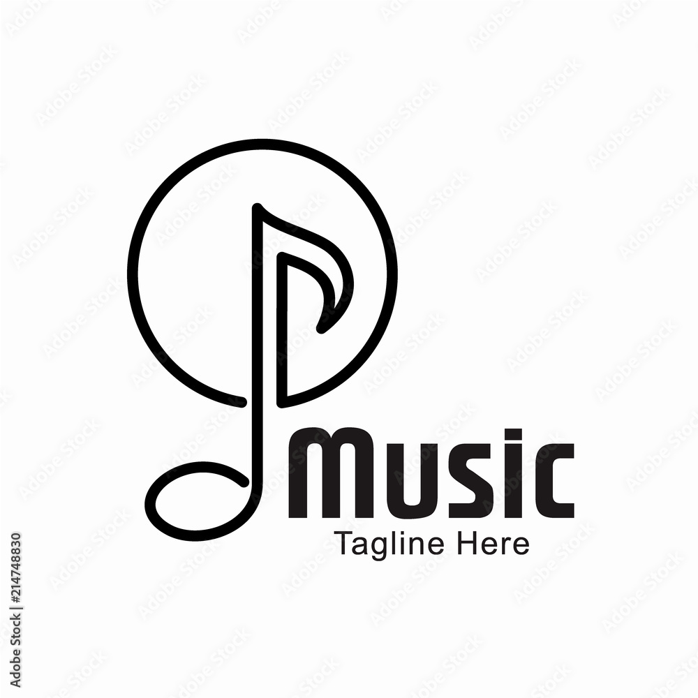 Naklejka premium Minimalist Music Logo Design Concept