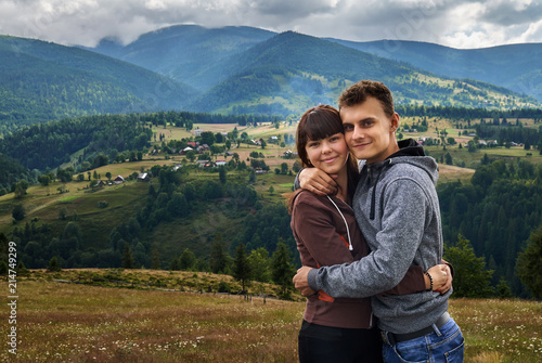 Young couple of hikers