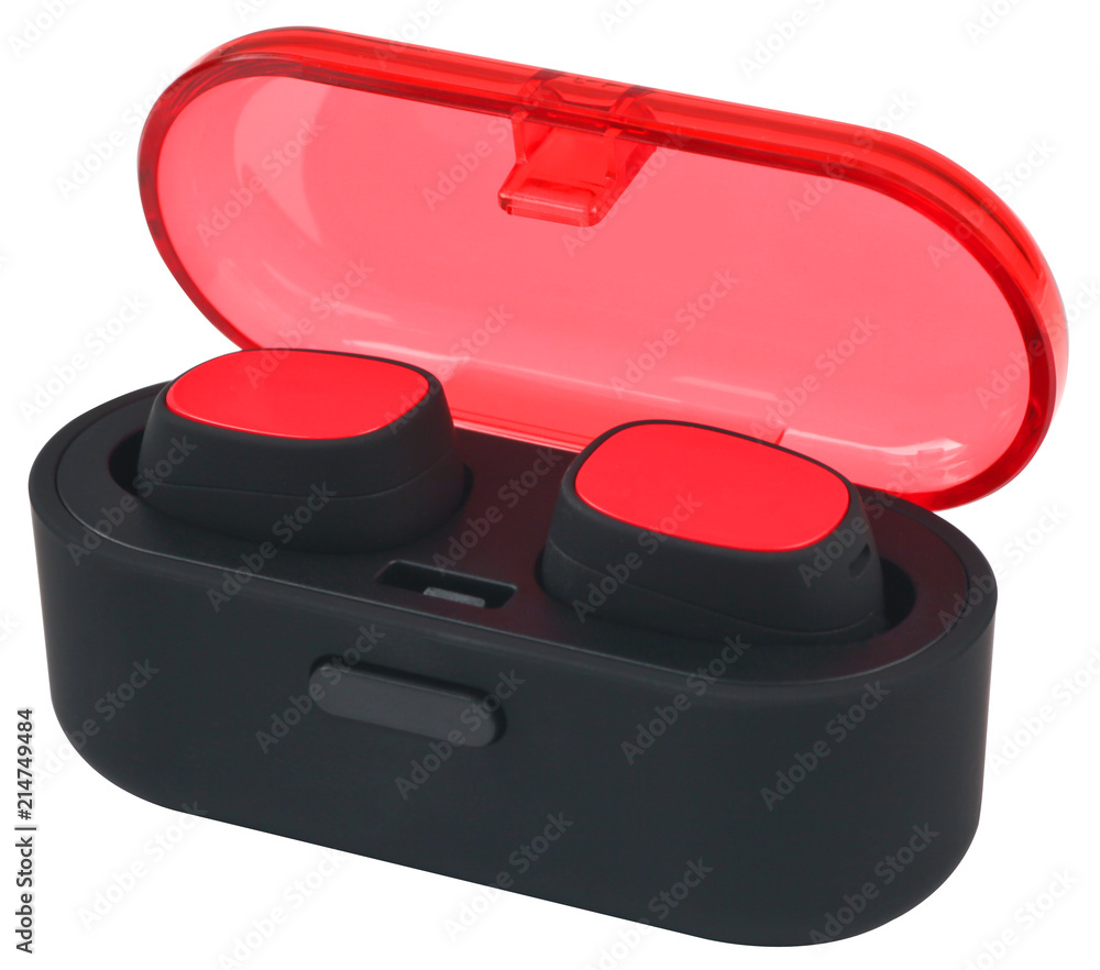 Wireless small headphones, in the charging box. Wireless small headphones, in the charging box.