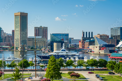 View of the Inner Harbor from Federal Hill Park in Baltimore, Maryland photo