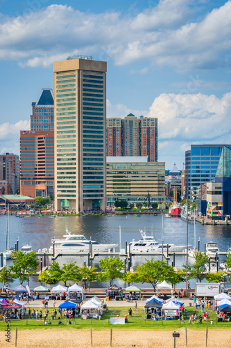 View of the Inner Harbor from Federal Hill Park in Baltimore, Maryland